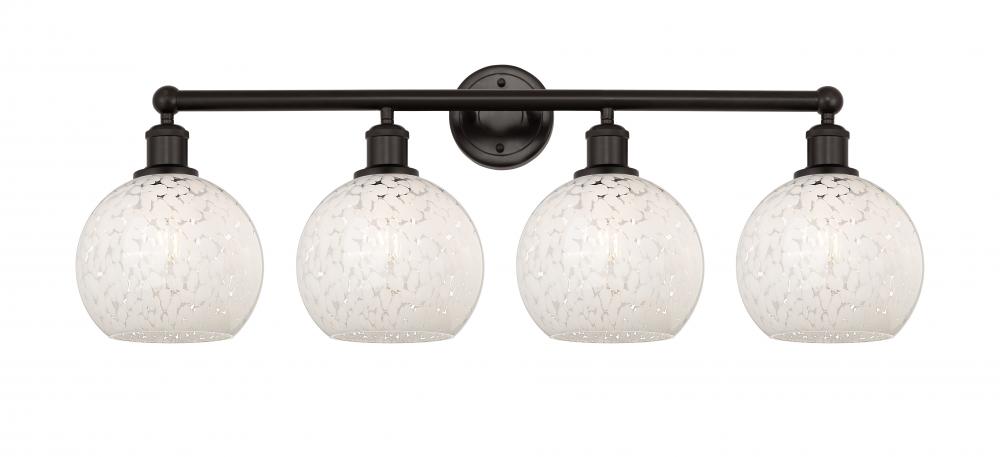 White Mouchette - 4 Light - 35 inch - Oil Rubbed Bronze - Bath Vanity Light