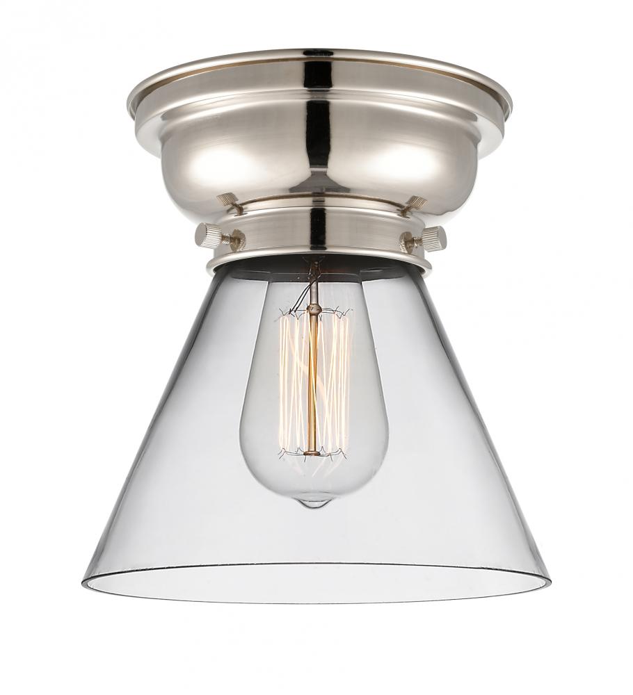 Cone - 1 Light - 8 inch - Polished Nickel - Flush Mount