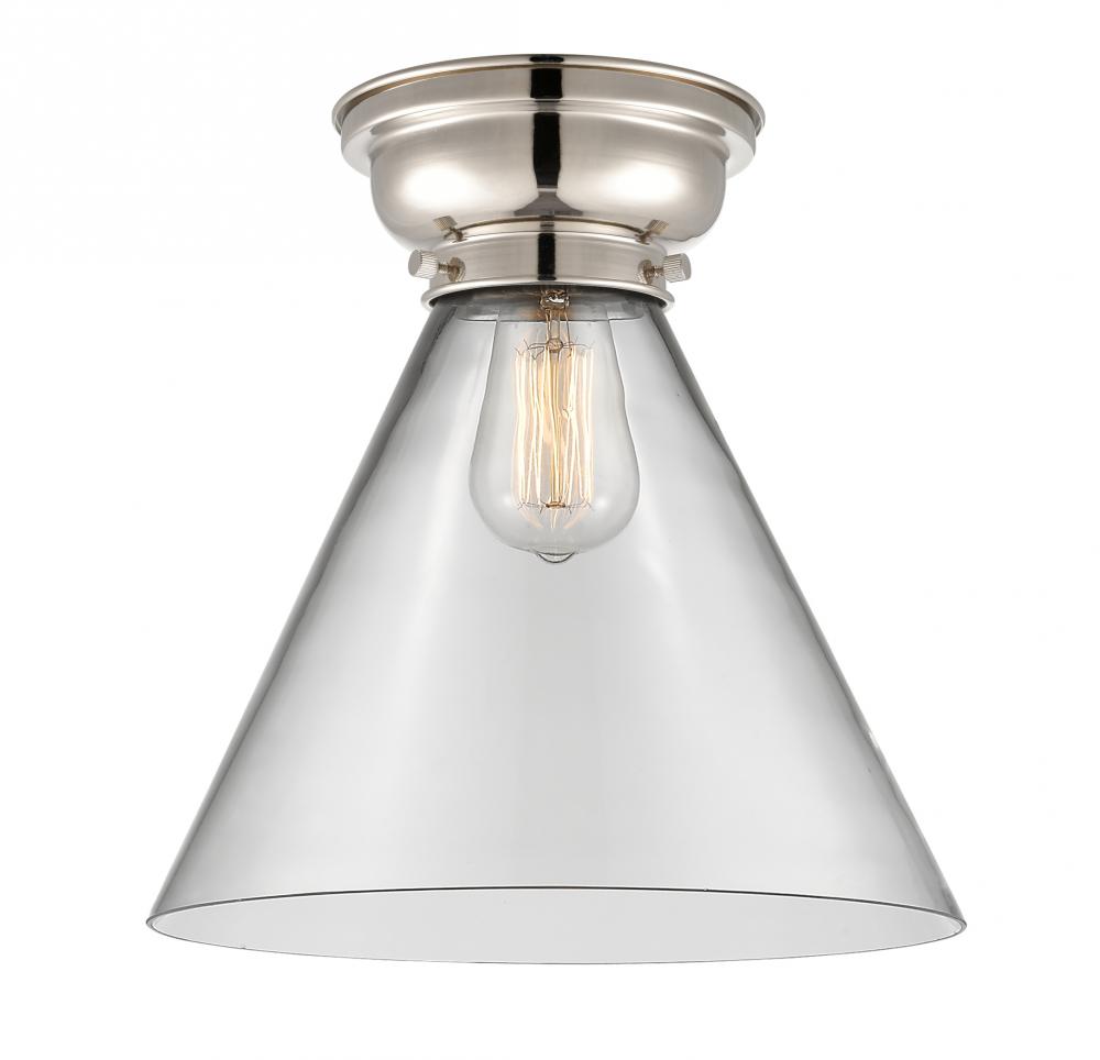 Cone - 1 Light - 12 inch - Polished Nickel - Flush Mount