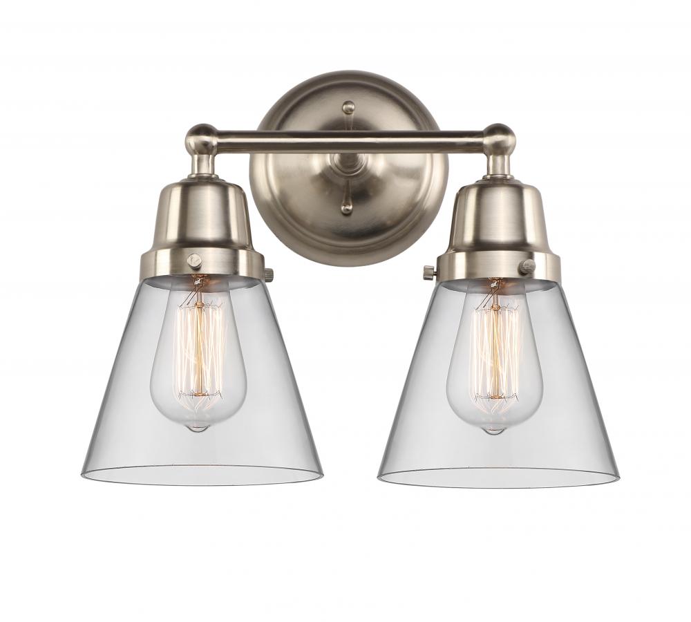 Cone - 2 Light - 14 inch - Brushed Satin Nickel - Bath Vanity Light