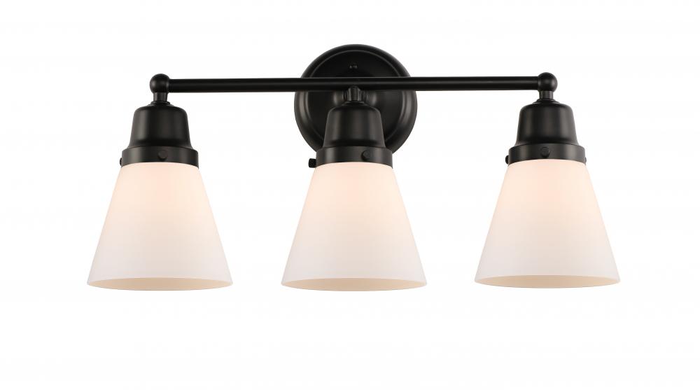 Cone - 3 Light - 22 inch - Matte Black - Bath Vanity Light