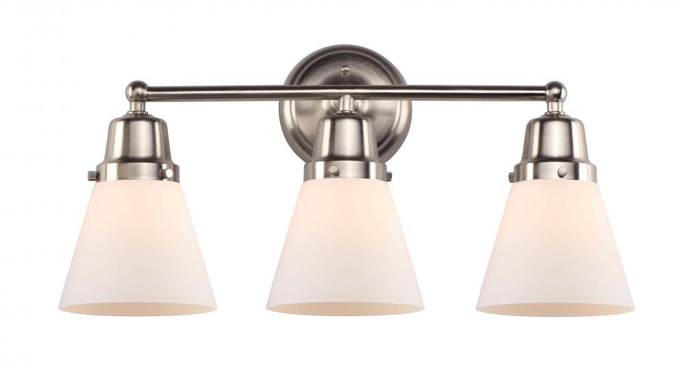 Cone - 3 Light - 22 inch - Brushed Satin Nickel - Bath Vanity Light