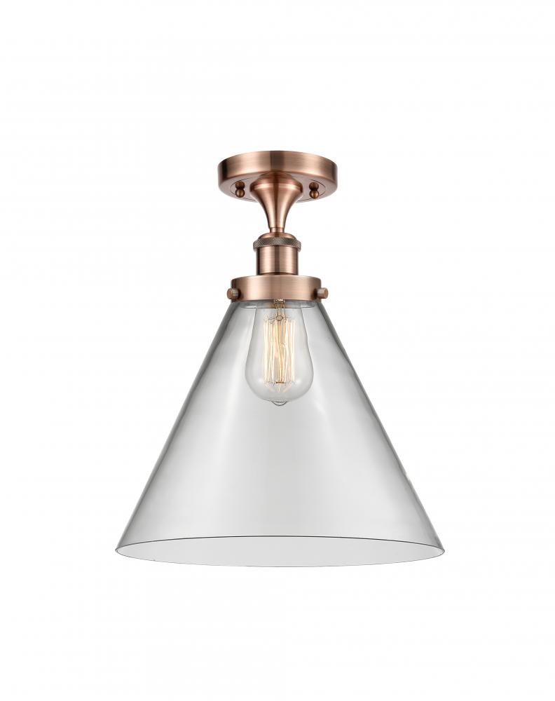 Cone - 1 Light - 12 inch - Antique Copper - Semi-Flush Mount