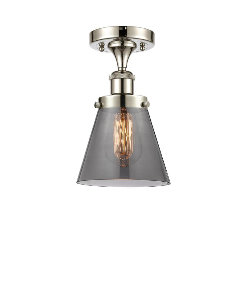 Cone - 1 Light - 6 inch - Polished Nickel - Semi-Flush Mount