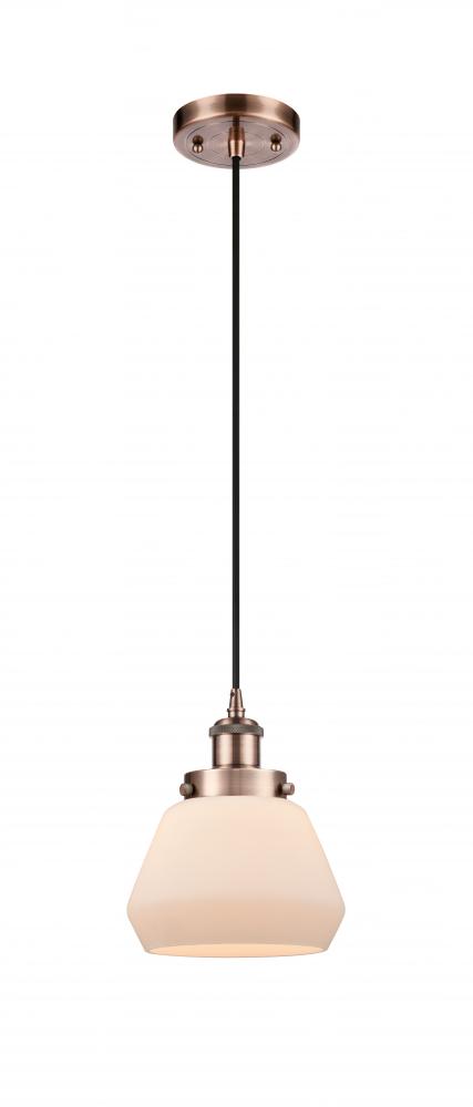 Fulton - 1 Light - 6 inch - Antique Copper - Cord hung - Mini Pendant