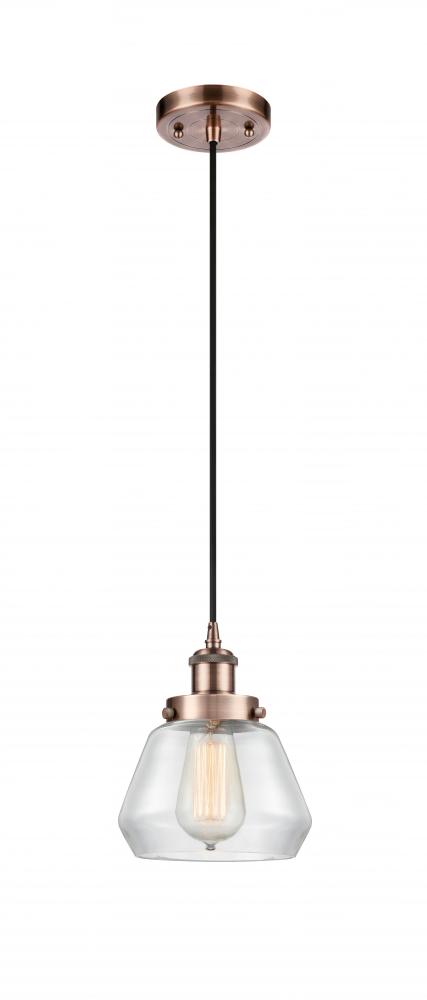 Fulton - 1 Light - 6 inch - Antique Copper - Cord hung - Mini Pendant