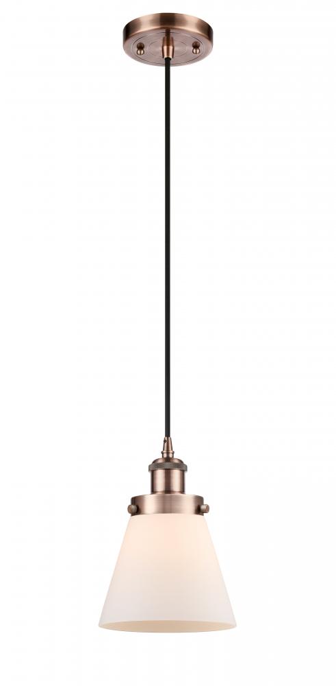 Cone - 1 Light - 6 inch - Antique Copper - Cord hung - Mini Pendant