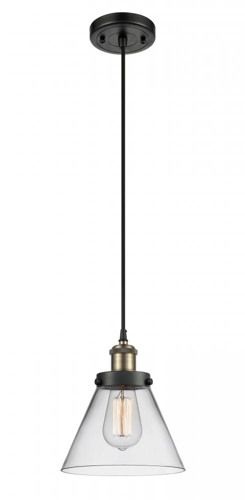 Cone - 1 Light - 8 inch - Black Antique Brass - Cord hung - Mini Pendant