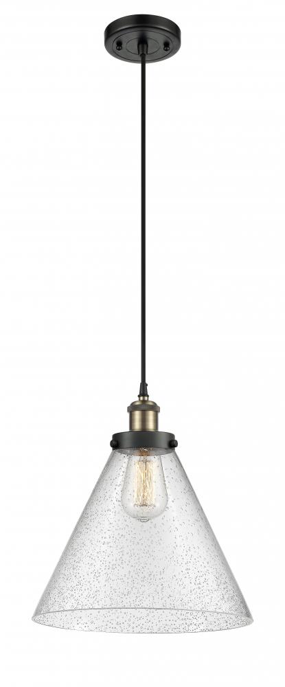 Cone - 1 Light - 12 inch - Black Antique Brass - Cord hung - Mini Pendant