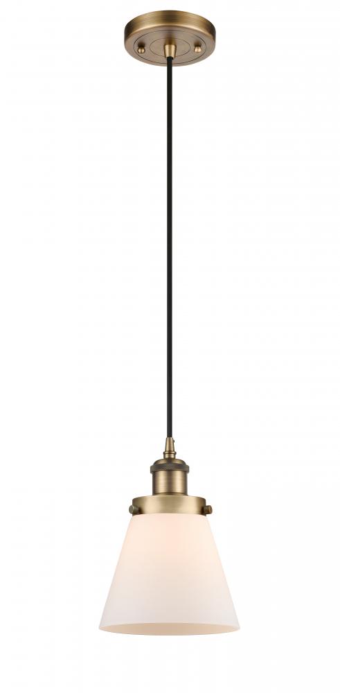 Cone - 1 Light - 6 inch - Brushed Brass - Cord hung - Mini Pendant