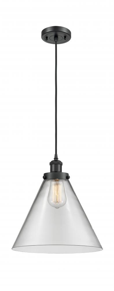 Cone - 1 Light - 12 inch - Matte Black - Cord hung - Mini Pendant