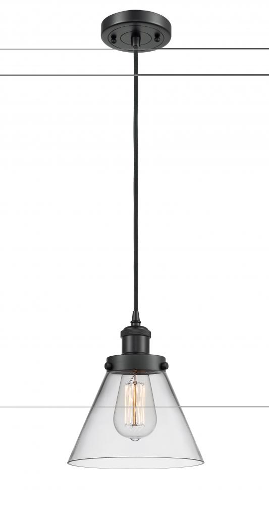 Cone - 1 Light - 8 inch - Matte Black - Cord hung - Mini Pendant