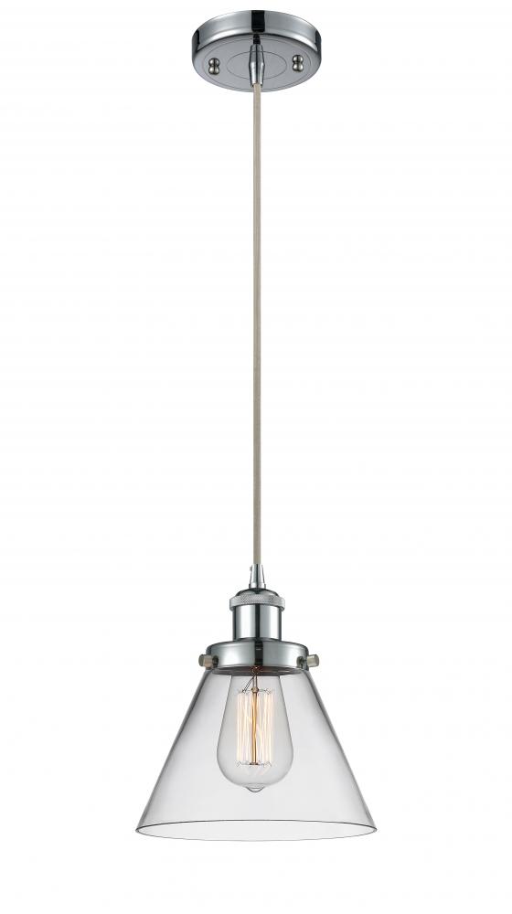 Cone - 1 Light - 8 inch - Polished Chrome - Cord hung - Mini Pendant