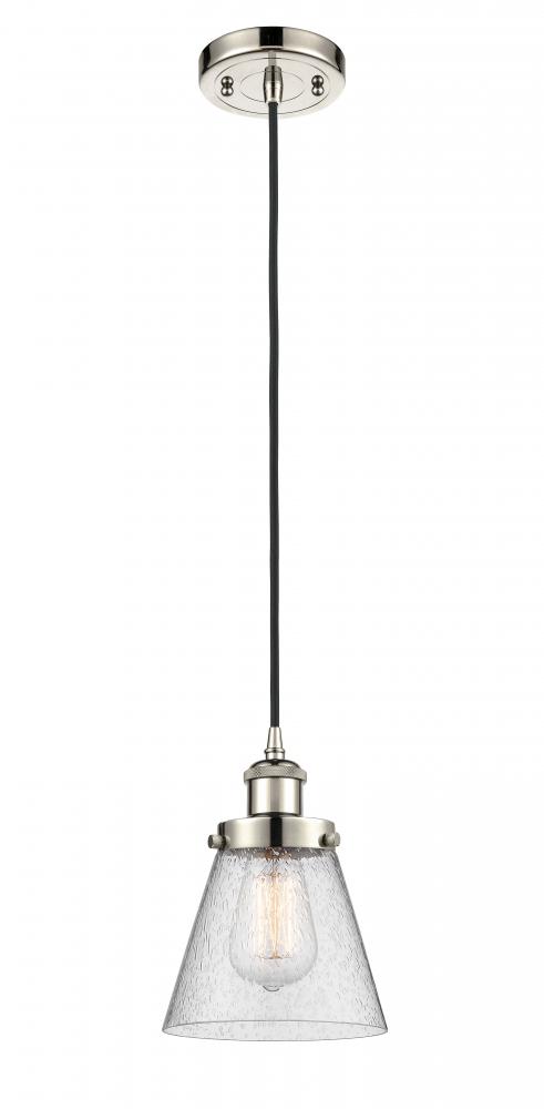 Cone - 1 Light - 6 inch - Polished Nickel - Cord hung - Mini Pendant
