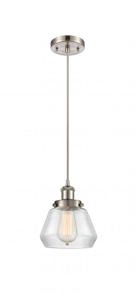 Fulton - 1 Light - 6 inch - Brushed Satin Nickel - Cord hung - Mini Pendant