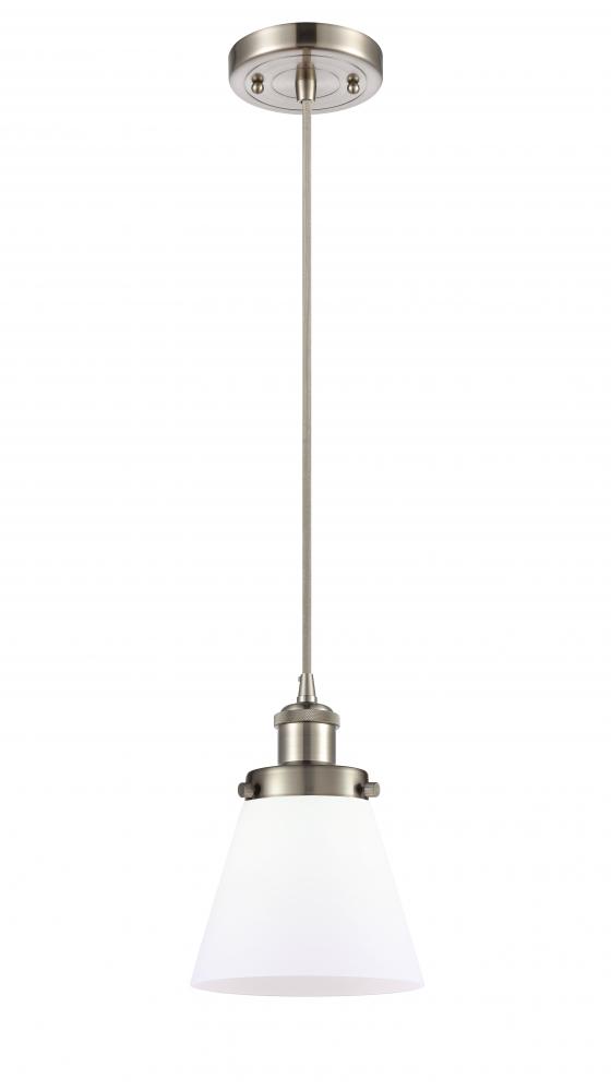 Cone - 1 Light - 6 inch - Brushed Satin Nickel - Cord hung - Mini Pendant