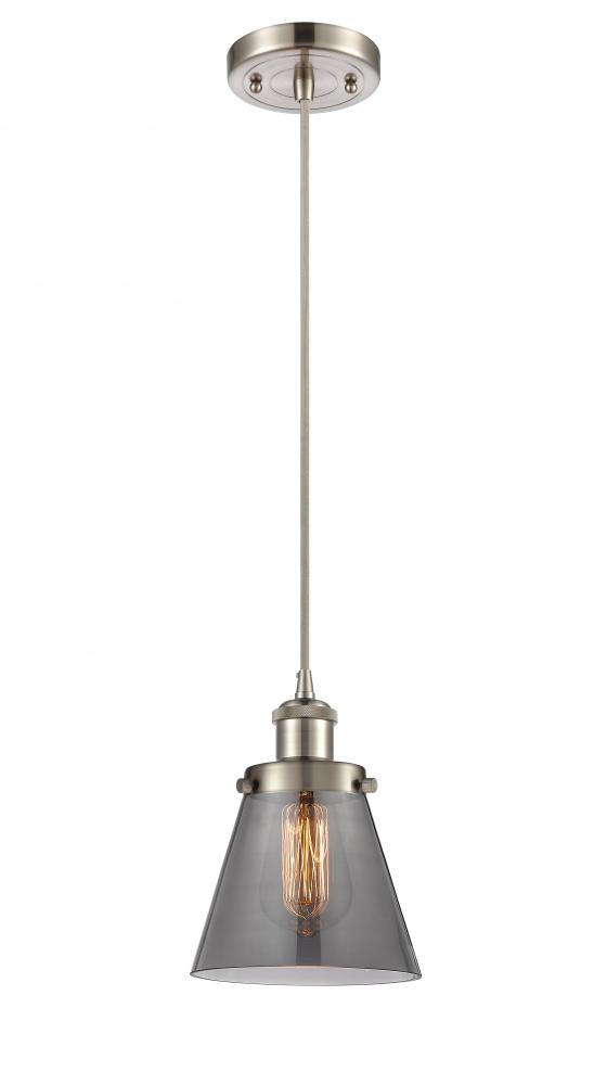 Cone - 1 Light - 6 inch - Brushed Satin Nickel - Cord hung - Mini Pendant