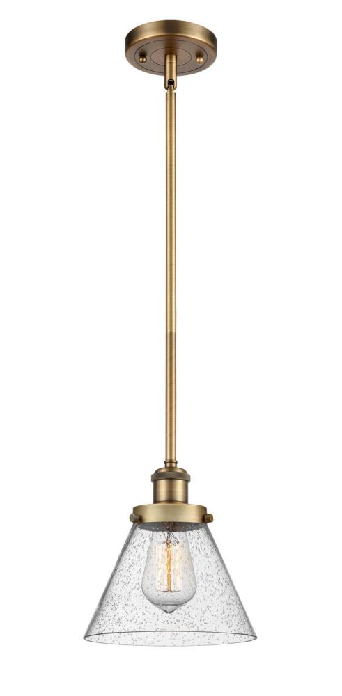 Cone - 1 Light - 8 inch - Brushed Brass - Mini Pendant