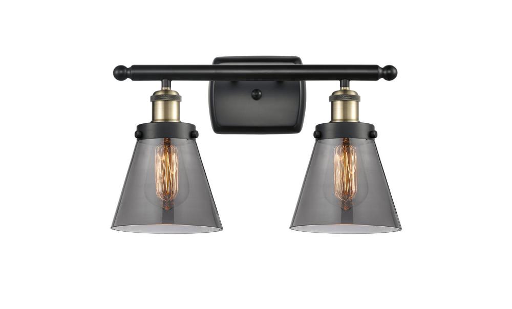 Cone - 2 Light - 16 inch - Black Antique Brass - Bath Vanity Light