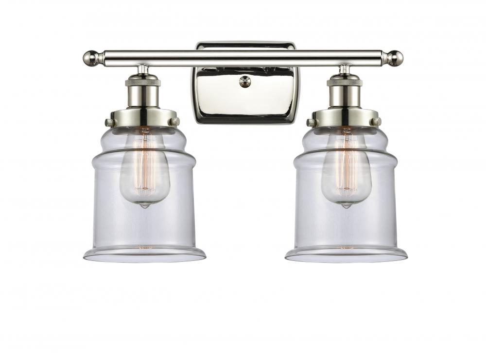 Canton - 2 Light - 16 inch - Polished Nickel - Bath Vanity Light