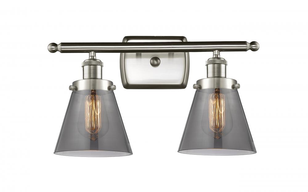 Cone - 2 Light - 16 inch - Brushed Satin Nickel - Bath Vanity Light