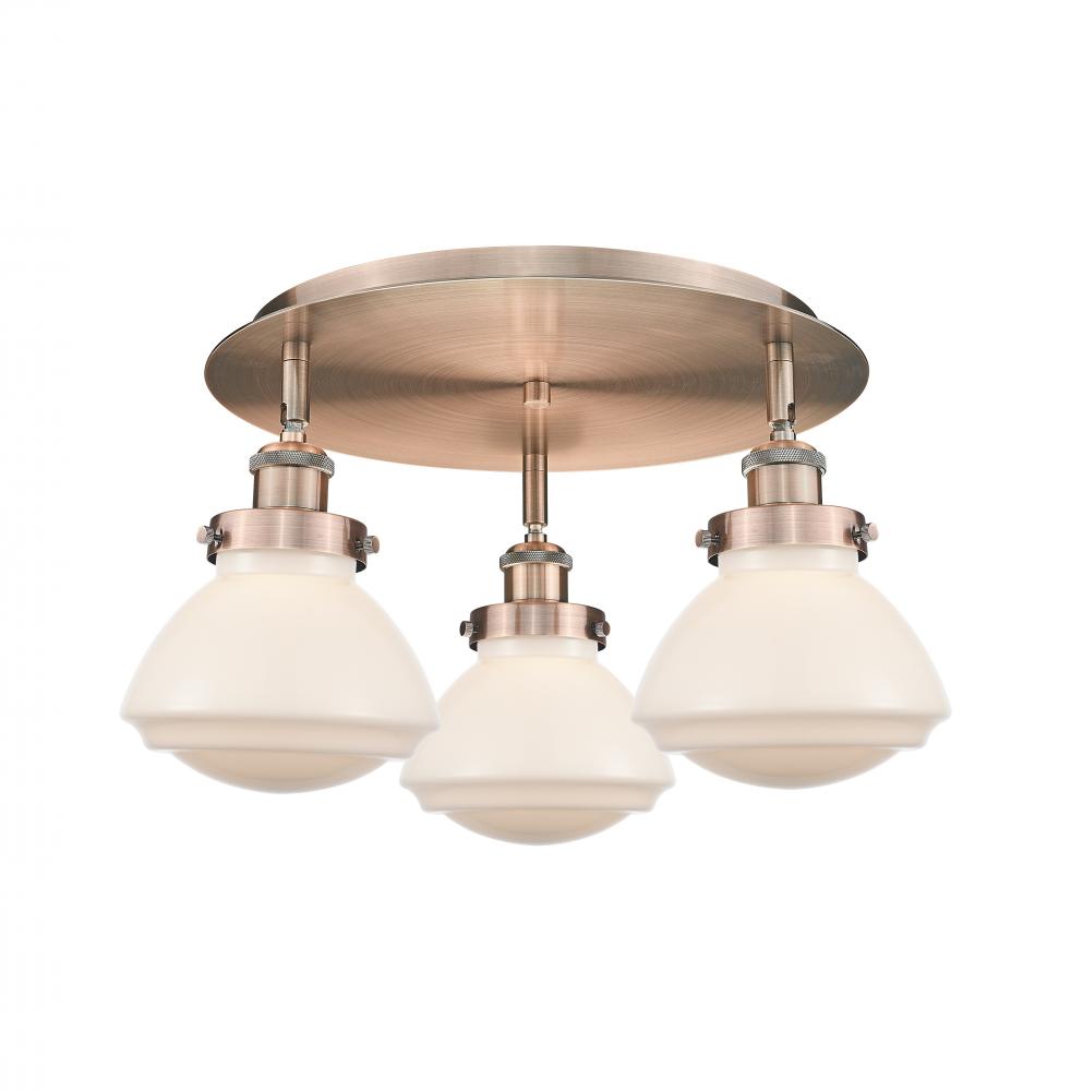 Olean - 3 Light - 19 inch - Antique Copper - Flush Mount