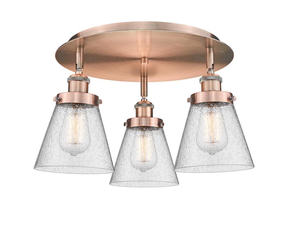 Cone - 3 Light - 18 inch - Antique Copper - Flush Mount