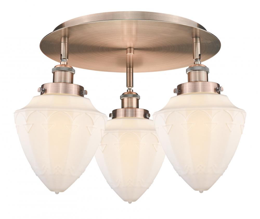 Bullet - 3 Light - 18 inch - Antique Copper - Flush Mount