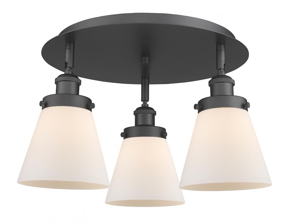 Cone - 3 Light - 18 inch - Matte Black - Flush Mount