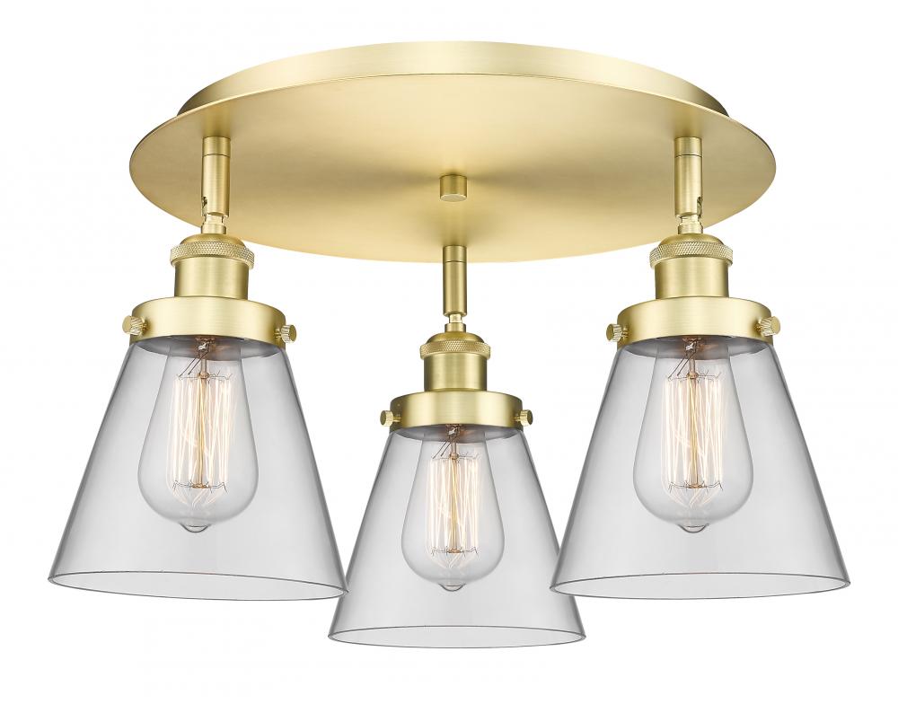 Cone - 3 Light - 18 inch - Satin Gold - Flush Mount