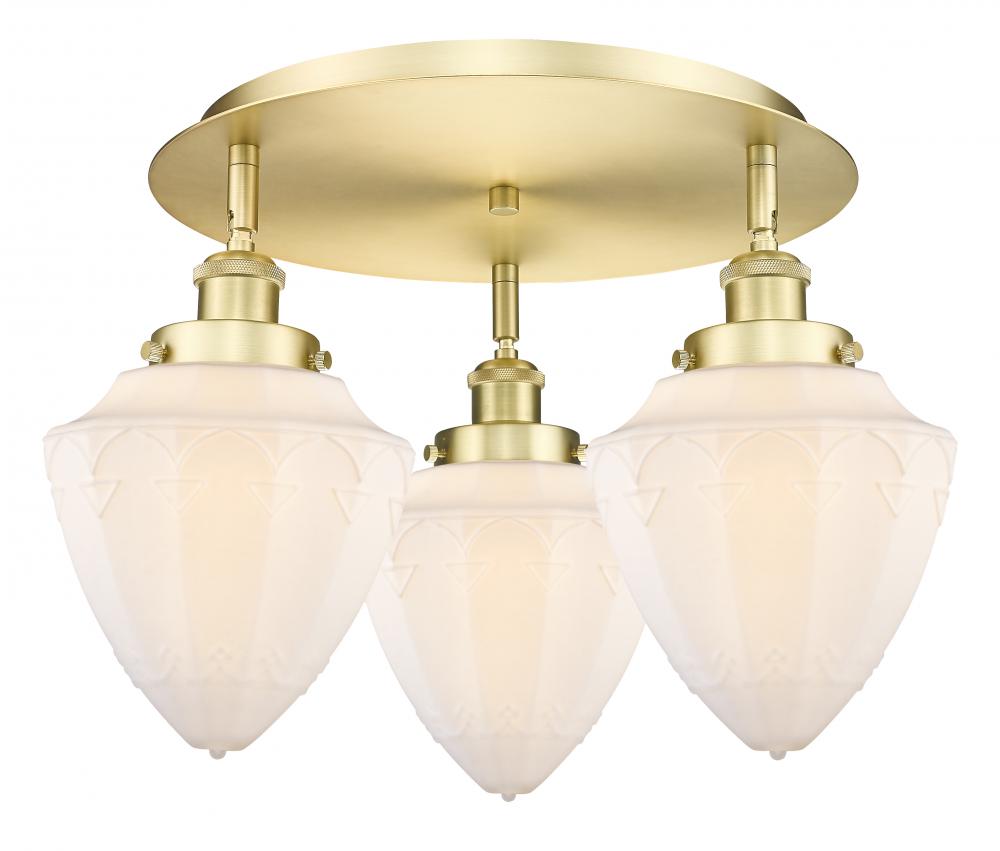 Bullet - 3 Light - 18 inch - Satin Gold - Flush Mount