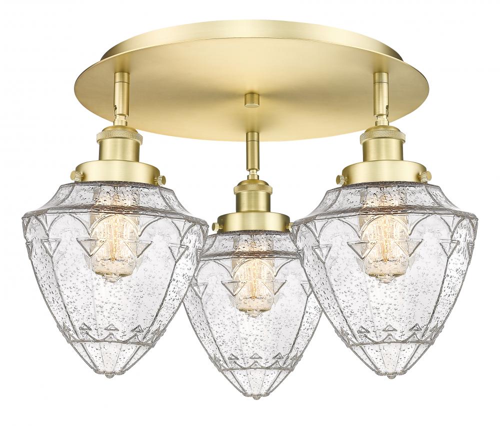 Bullet - 3 Light - 18 inch - Satin Gold - Flush Mount