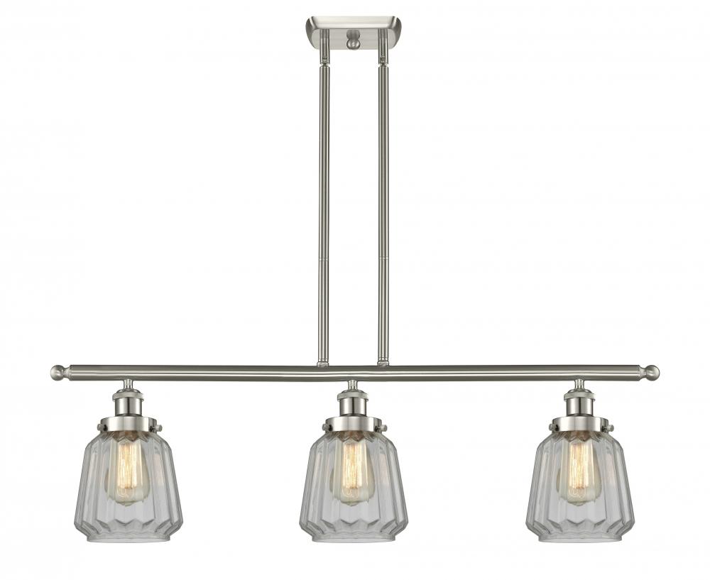 Chatham - 3 Light - 36 inch - Brushed Satin Nickel - Stem Hung - Island Light