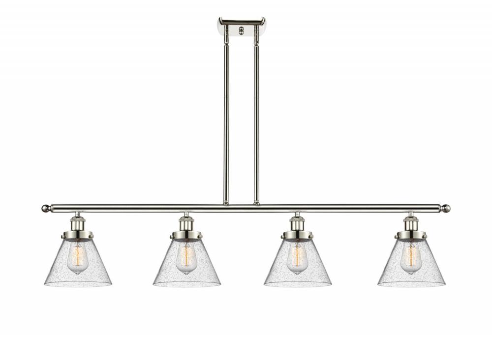 Cone - 4 Light - 48 inch - Polished Nickel - Stem Hung - Island Light