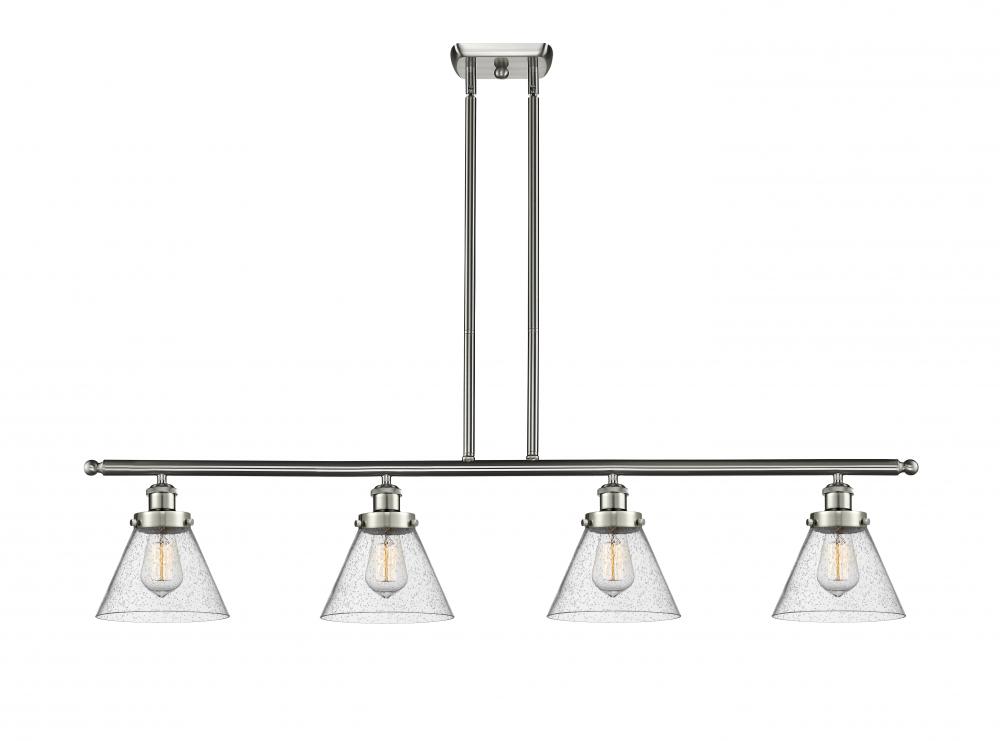 Cone - 4 Light - 48 inch - Brushed Satin Nickel - Stem Hung - Island Light