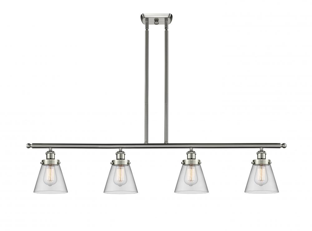 Cone - 4 Light - 48 inch - Brushed Satin Nickel - Stem Hung - Island Light