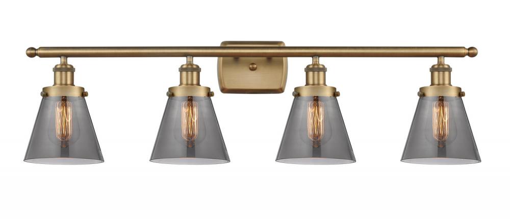 Cone - 4 Light - 36 inch - Brushed Brass - Bath Vanity Light