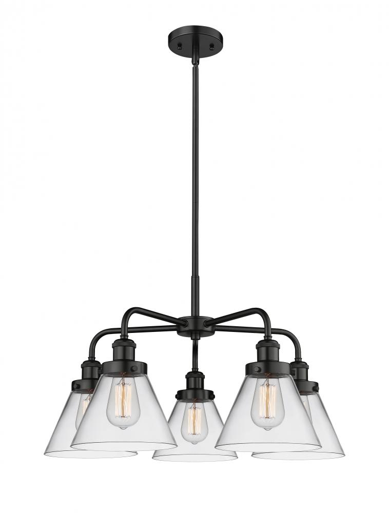 Cone - 5 Light - 26 inch - Matte Black - Chandelier