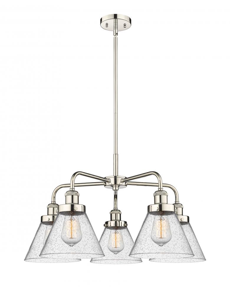 Cone - 5 Light - 26 inch - Polished Nickel - Chandelier