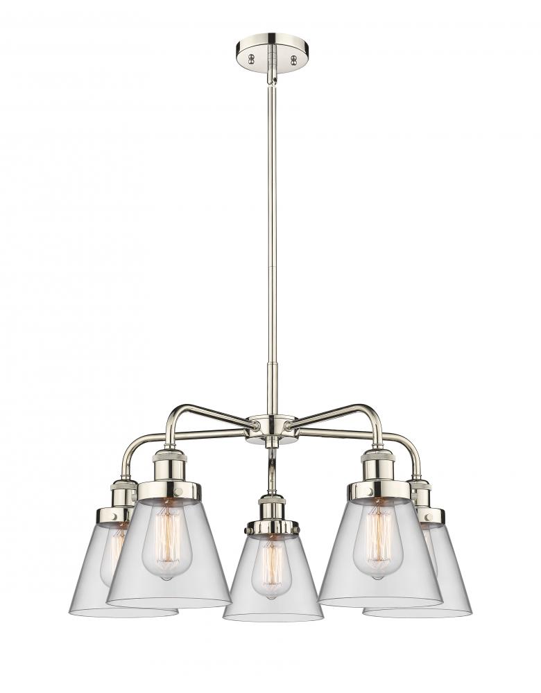 Cone - 5 Light - 25 inch - Polished Nickel - Chandelier