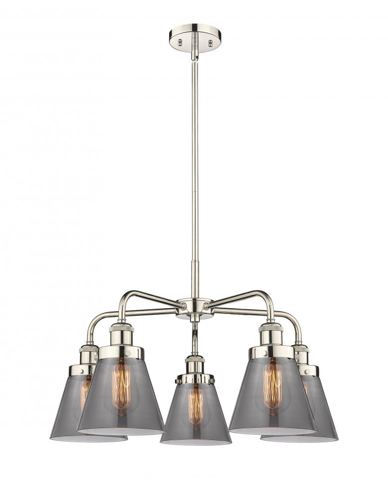 Cone - 5 Light - 25 inch - Polished Nickel - Chandelier