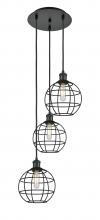 Innovations Lighting 113B-3P-BK-CE-8-BK - Lake Placid - 3 Light - 15 inch - Matte Black - Cord Hung - Multi Pendant