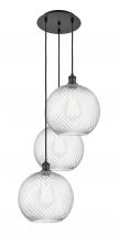  113B-3P-BK-G1214-12 - Athens Twisted Swirl - 3 Light - 18 inch - Matte Black - Cord hung - Multi Pendant