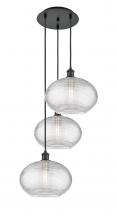 Innovations Lighting 113B-3P-BK-G555-12CL - Ithaca - 3 Light - 19 inch - Matte Black - Cord hung - Multi Pendant