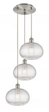 Innovations Lighting 113B-3P-SN-G555-10CL - Ithaca - 3 Light - 17 inch - Brushed Satin Nickel - Cord hung - Multi Pendant