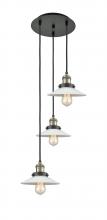 Innovations Lighting 113F-3P-BAB-G1 - Halophane - 3 Light - 16 inch - Black Antique Brass - Cord hung - Multi Pendant