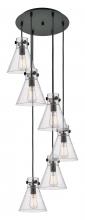 Innovations Lighting 116-410-1PS-BK-G411-8SDY - Newton Cone - 6 Light - 19 inch - Matte Black - Multi Pendant