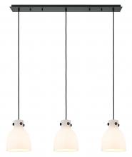 Innovations Lighting 123-410-1PS-BK-G412-8WH - Newton Bell - 3 Light - 40 inch - Matte Black - Linear Pendant