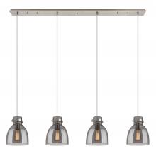 Innovations Lighting 124-410-1PS-SN-G412-8SM - Newton Bell - 4 Light - 52 inch - Brushed Satin Nickel - Linear Pendant