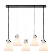 Innovations Lighting 125-410-1PS-BK-G411-8WH - Newton Cone - 5 Light - 40 inch - Matte Black - Linear Pendant